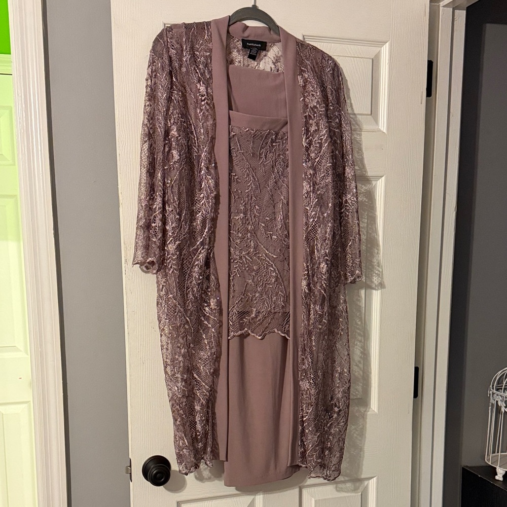 R&M Richards Mauve Lace Pantsuit